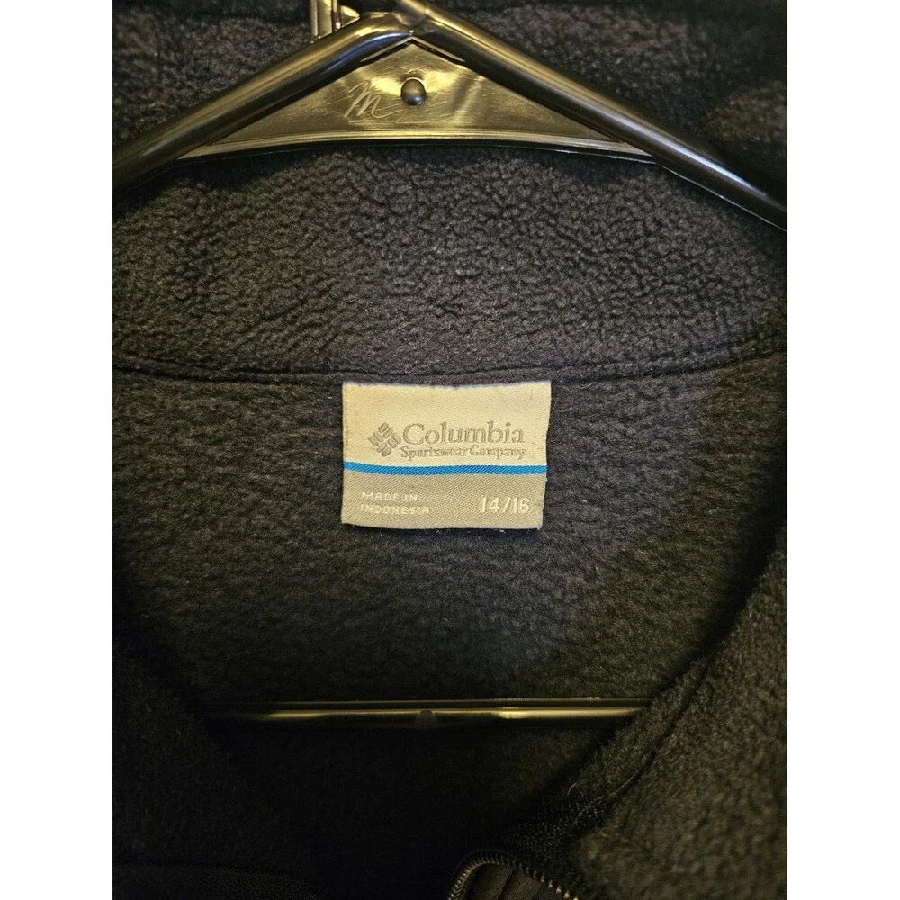 Columbia Youth Jacket Large 14-16 Black Fleece Full Zip Pockets Mock Neck Warm